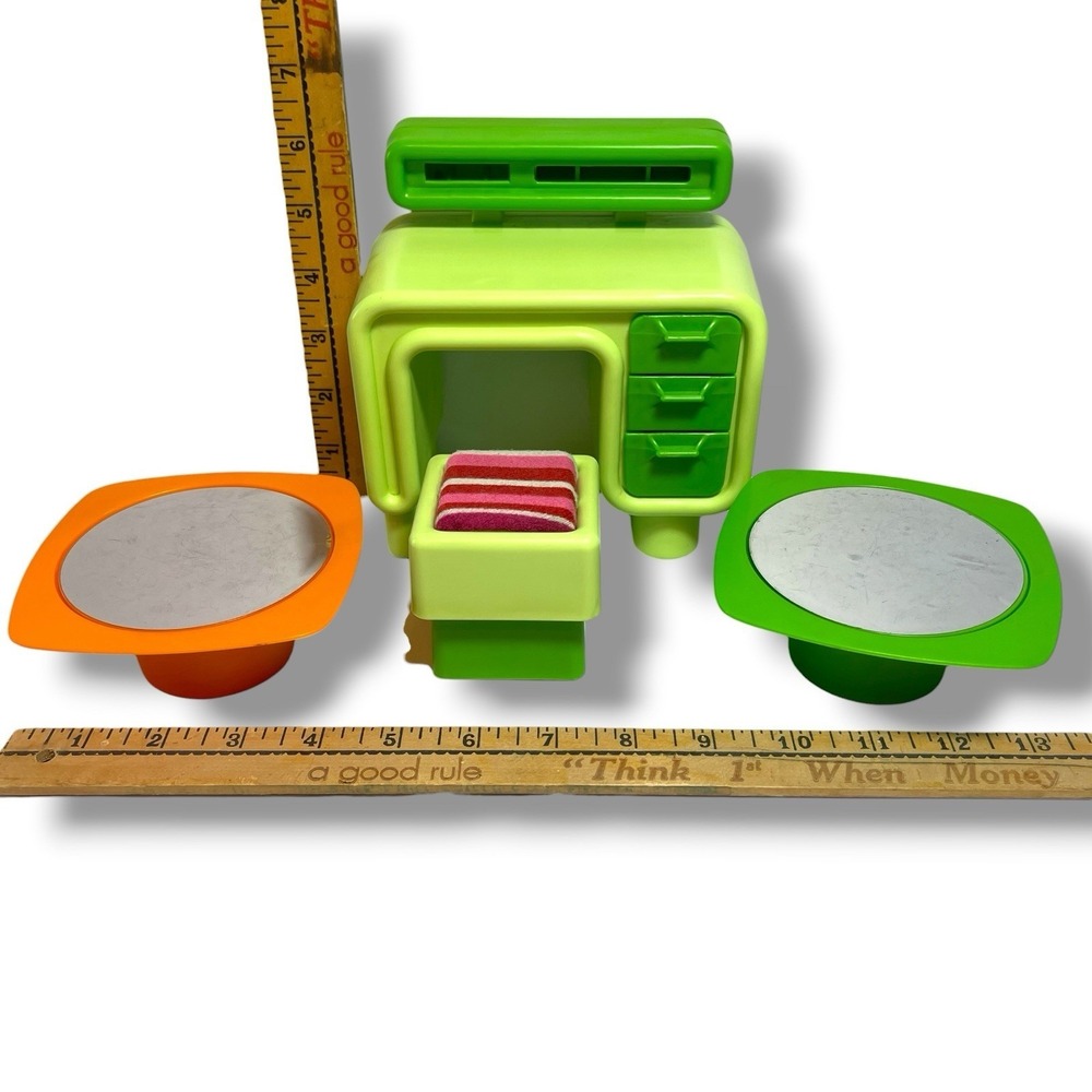Vintage‎ Barbie Dream House Green Desk Stool & Table Bonus Orange Table 1977 HTF